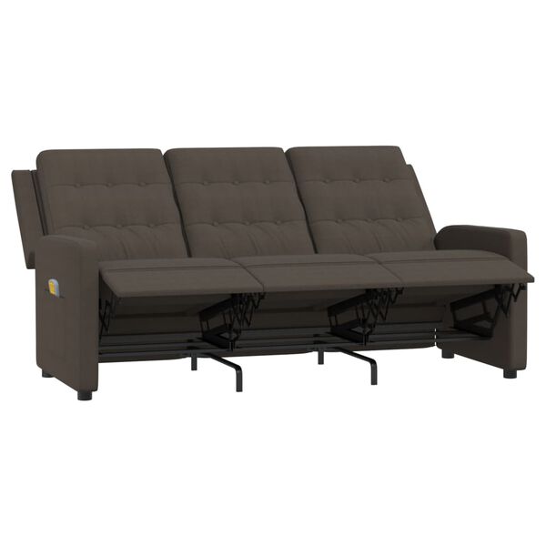 vidaXL Fauteuil de massage inclinable à 3 places marron tissu