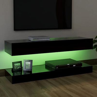 vidaXL Meuble TV avec lumières LED Noir 120x35 cm