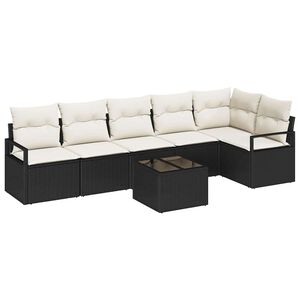 vidaXL Ensemble de Canap&eacute;s avec coussin 7 pcs Noir polyrotin
