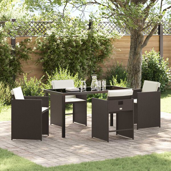 vidaXL Ensemble de salle &agrave; manger pour jardin 5 pcs Marron polyrotin