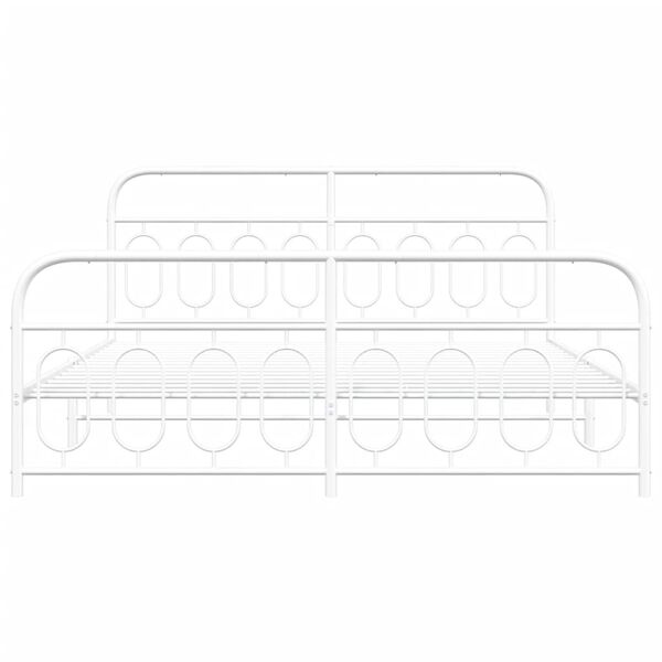 vidaXL Cadre de lit m&eacute;tal sans matelas et pied de lit blanc 183x213 cm