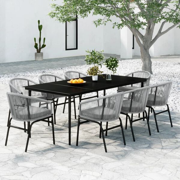 vidaXL Ensemble &agrave; manger de jardin 9 pcs Gris