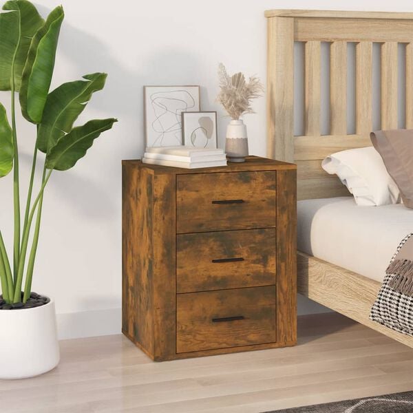 vidaXL Table de chevet Ch&ecirc;ne fum&eacute; 50x36x60 cm Bois d'ing&eacute;nierie