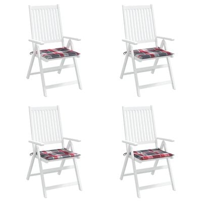 vidaXL Coussins de chaise de jardin lot de 4 carreaux rouges 50x50x3cm