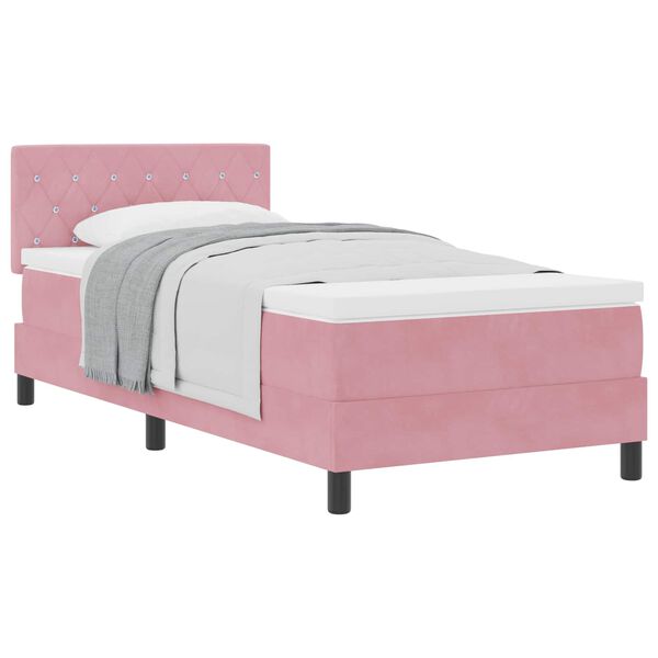 vidaXL Lit &agrave; ressorts avec matelas Rose 90 x 200 cm Velours