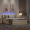 vidaXL Lit avec rangement et LED avec matelas Cr&egrave;me 140 x 190 cm tissu