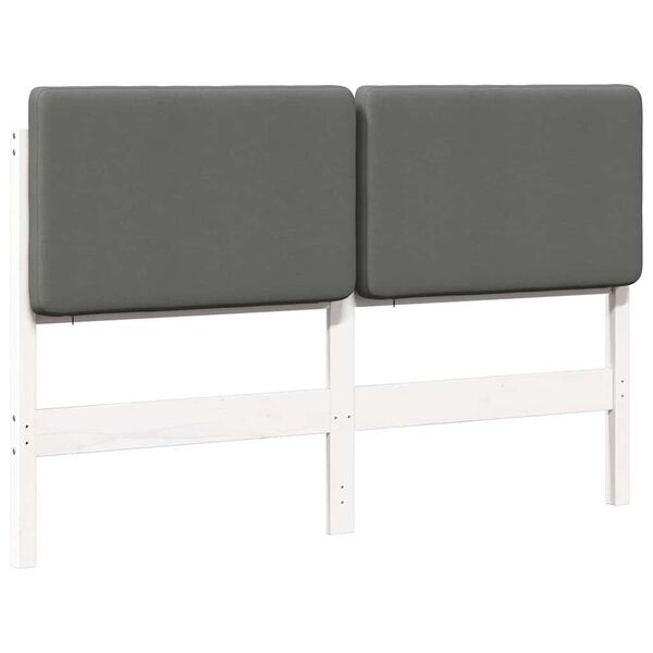 vidaXL T&ecirc;te de lit capitonn&eacute;e Blanc et gris clair 140 cm Pin massif