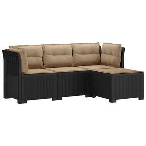 vidaXL Canap&eacute; de jardin 4 places avec coussins style rotin PP