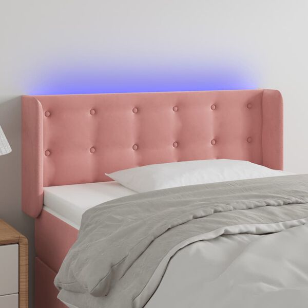 vidaXL T&ecirc;te de lit &agrave; LED Rose 93x16x78/88 cm Velours