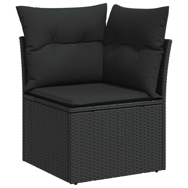 vidaXL Ensemble de canap&eacute; de jardin avec coussin 12 pcs Noir polyrotin