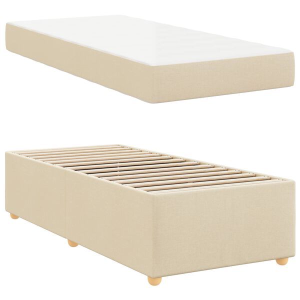vidaXL Cadre de lit avec matelas Cr&egrave;me 80 x 200 cm tissu