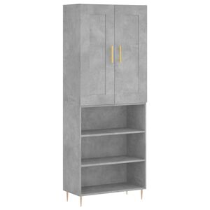 vidaXL Buffet haut Gris b&eacute;ton 69,5x34x180 cm Bois d'ing&eacute;nierie
