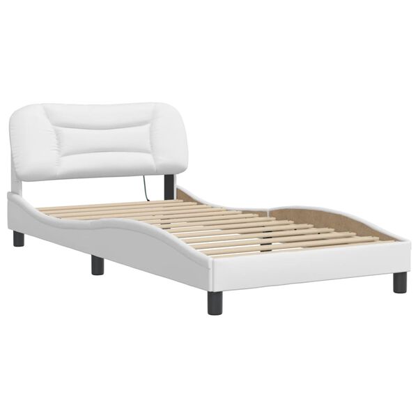 vidaXL Cadre de lit avec LED sans matelas Hvar blanc 100x200 cm