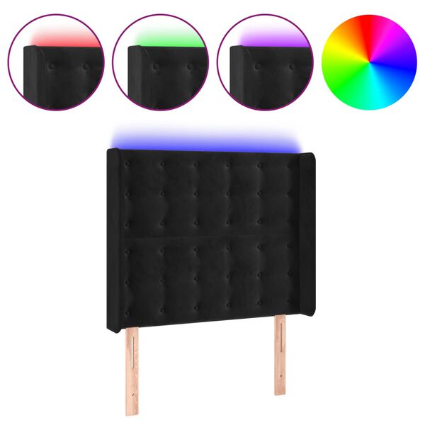 vidaXL T&ecirc;te de lit &agrave; LED Noir 93x16x118/128 cm Velours