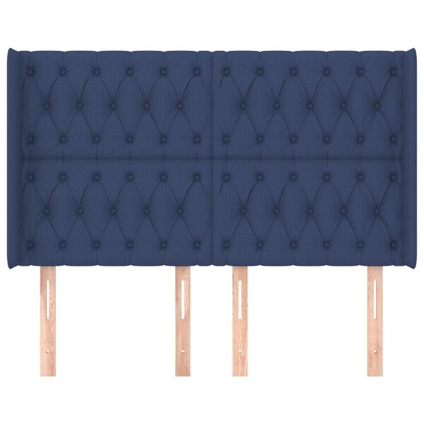 vidaXL T&ecirc;te de lit avec oreilles Bleu 147x16x118/128 cm Tissu