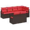 vidaXL Ensemble de canap&eacute; de jardin 7 pcs Marron et rouge polyrotin
