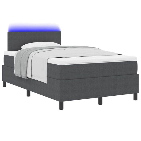 vidaXL Lit &agrave; ressort LED Gris fonc&eacute; et blanc 120 x 190 cm
