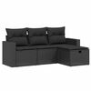 vidaXL Salon de jardin 4 pcs avec coussins noir r&eacute;sine tress&eacute;e