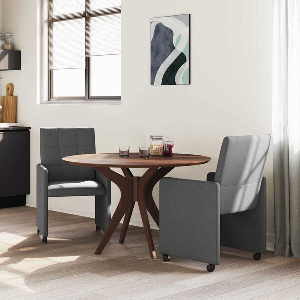 vidaXL Chaises de Salle &agrave; Manger avec Roues 2 pcs Gris fonc&eacute; tissu