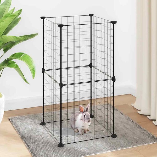 vidaXL Cage animaux de compagnie &agrave; 8 panneaux Noir 35x35 cm Acier
