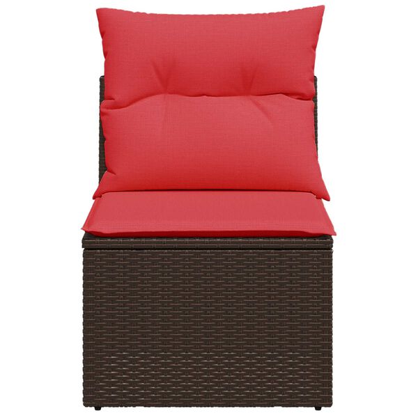 vidaXL Canap&eacute; de jardin sans accoudoirs avec coussins en polyrotin marron