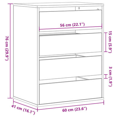 vidaXL Commode d'angle gris béton 60x41x76 cm bois d'ingénierie