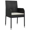 vidaXL Ensemble &agrave; manger jardin 9pcs et coussins noir r&eacute;sine tress&eacute;e