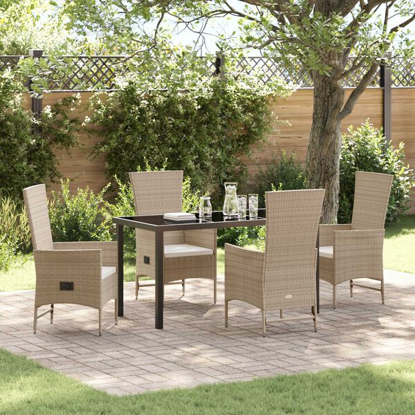 vidaXL Ensemble de salle &agrave; manger pour jardin 5 pcs Beige polyrotin