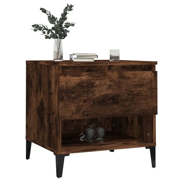 vidaXL Tables d'appoint 2 pcs Ch&ecirc;ne fum&eacute; 50x46x50 cm Bois ing&eacute;nierie