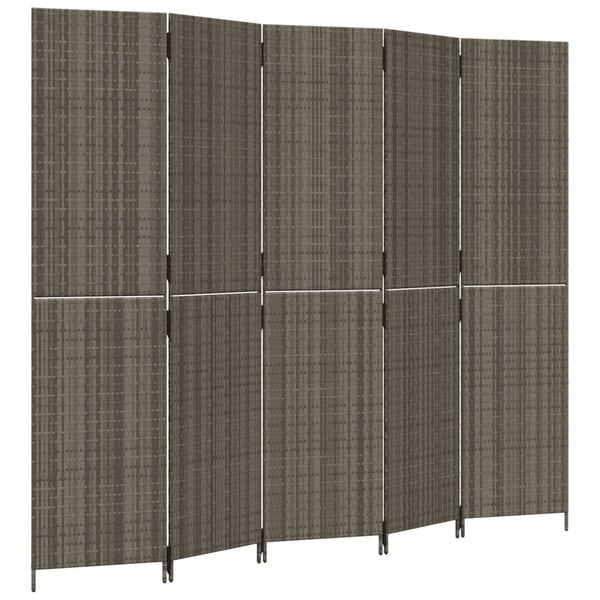 vidaXL Cloison de s&eacute;paration 5 panneaux gris r&eacute;sine tress&eacute;e