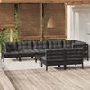 vidaXL Salon de jardin 9 pcs avec coussins Noir Bois de pin massif