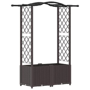 vidaXL Lit &Eacute;lev&eacute; avec Treillis et Toit Marron 125 x 40 x 138 cm PP