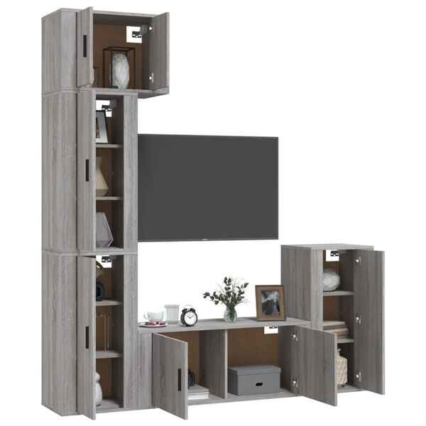vidaXL Ensemble de meubles TV 5 pcs Sonoma gris Bois d'ing&eacute;nierie