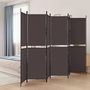 vidaXL Cloison de s&eacute;paration 6 panneaux Marron 300x200 cm Tissu