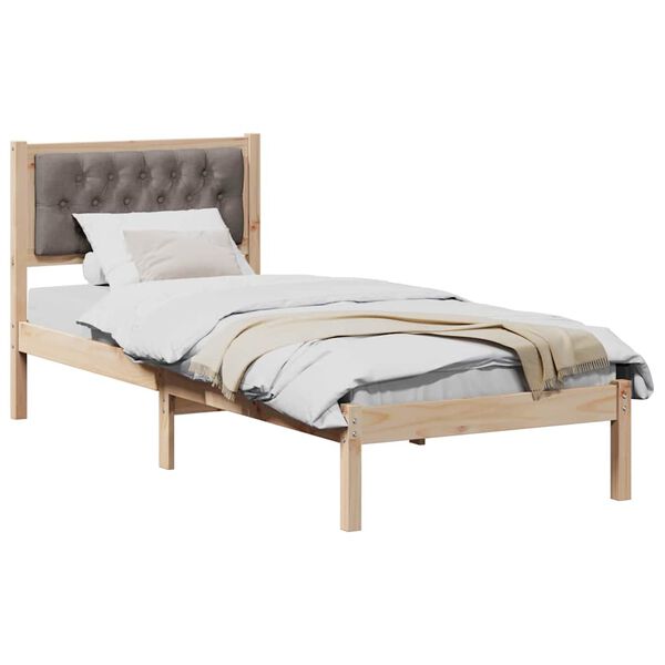 vidaXL Cadre de lit avec t&ecirc;te de lit Taupe 80 x 200 cm Pin massif