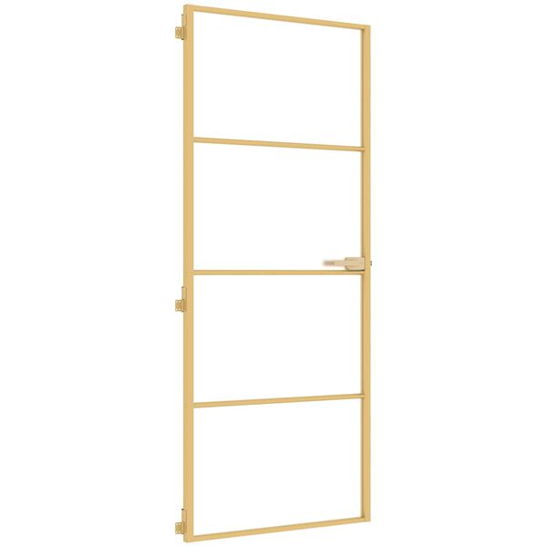 vidaXL Porte int&eacute;rieure mince dor&eacute; 83x201,5 cm verre tremp&eacute; aluminium