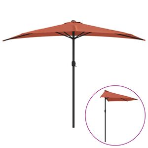 vidaXL Parasol de balcon et m&acirc;t en aluminium Terre cuite 300x155x223cm