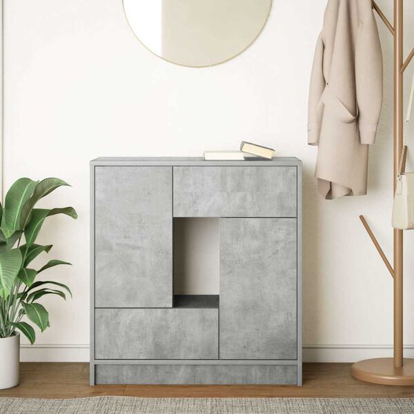 vidaXL Buffet avec tiroirs et portes gris b&eacute;ton 70,5x34x74,5 cm