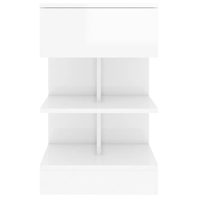 vidaXL Table de chevet Blanc brillant 40x35x65 cm Bois d’ingénierie
