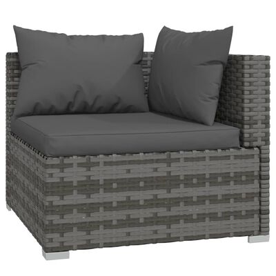 vidaXL Salon de jardin 12 pcs avec coussins Gris Résine tressée