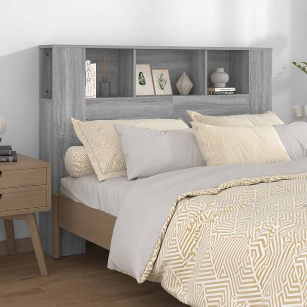 vidaXL Armoire de t&ecirc;te de lit Sonoma gris 140x18,5x104,5 cm