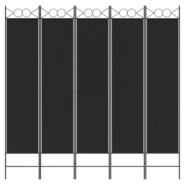 vidaXL Cloison de s&eacute;paration 5 panneaux Noir 200x200 cm Tissu
