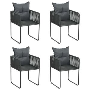 vidaXL Chaises d'ext&eacute;rieur lot de 4 avec oreillers R&eacute;sine tress&eacute;e Noir