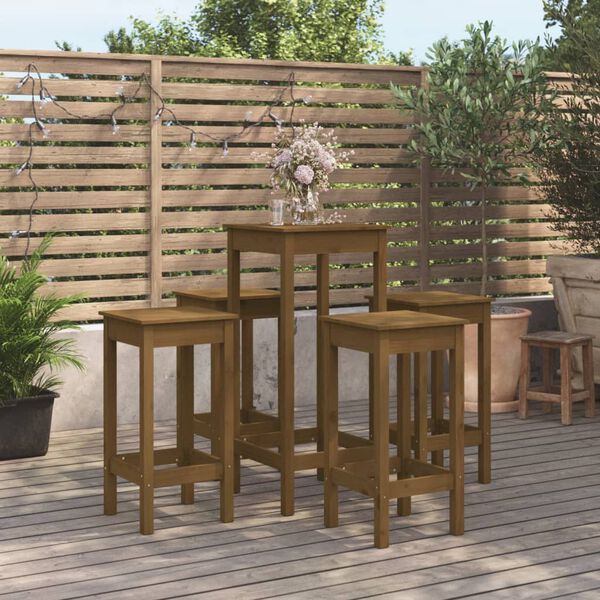 vidaXL Ensemble de bar 5 pcs Marron miel Bois de pin massif