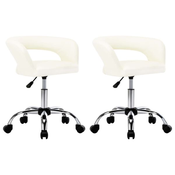 vidaXL Chaises &agrave; manger lot de 2 blanc similicuir