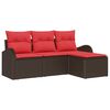 vidaXL Ensemble de Canap&eacute;s 4 pc Marron et rouge polyrotin