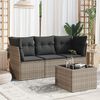 vidaXL Salon de jardin 4 pcs avec coussins gris r&eacute;sine tress&eacute;e