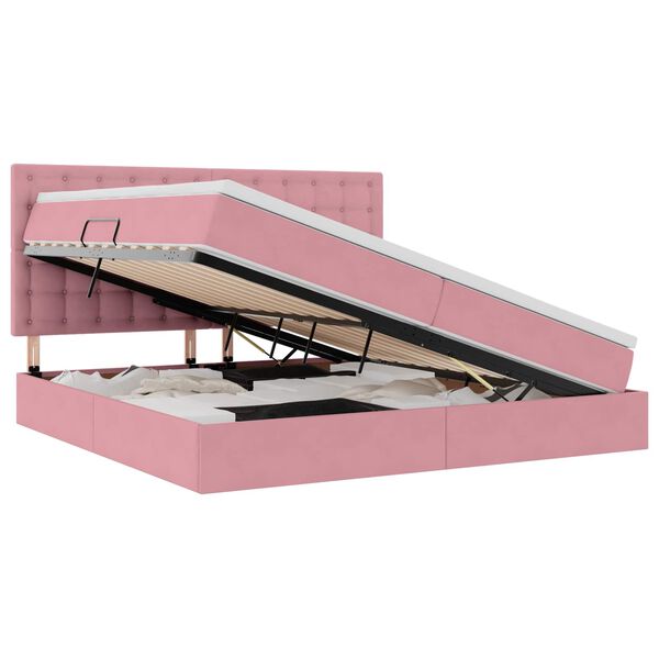 vidaXL Lit avec rangement et matelas Rose 200 x 200 cm Velours