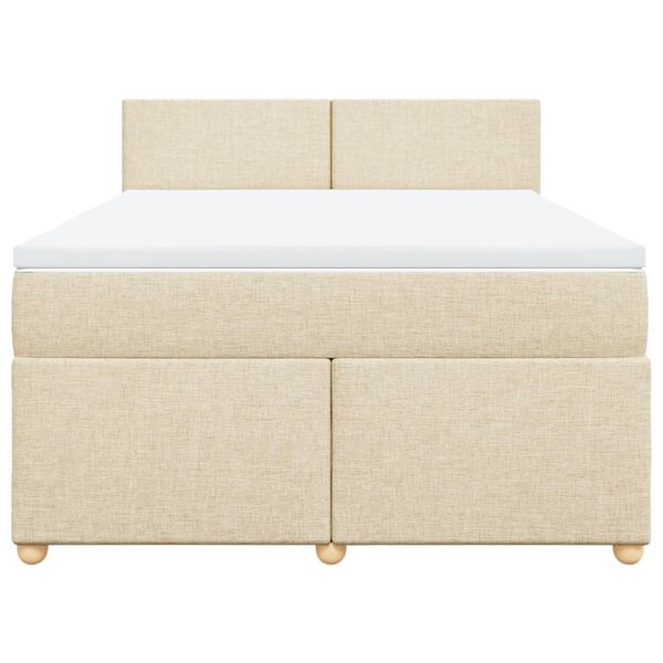vidaXL Sommier &agrave; lattes de lit avec matelas Cr&egrave;me 160x200 cm Tissu
