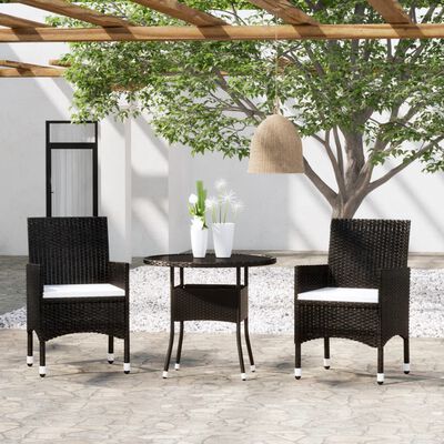 vidaXL Ensemble à manger de jardin 3 pcs Résine tressée Noir